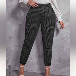 Plus Plaid Print Slant Pockets Pants